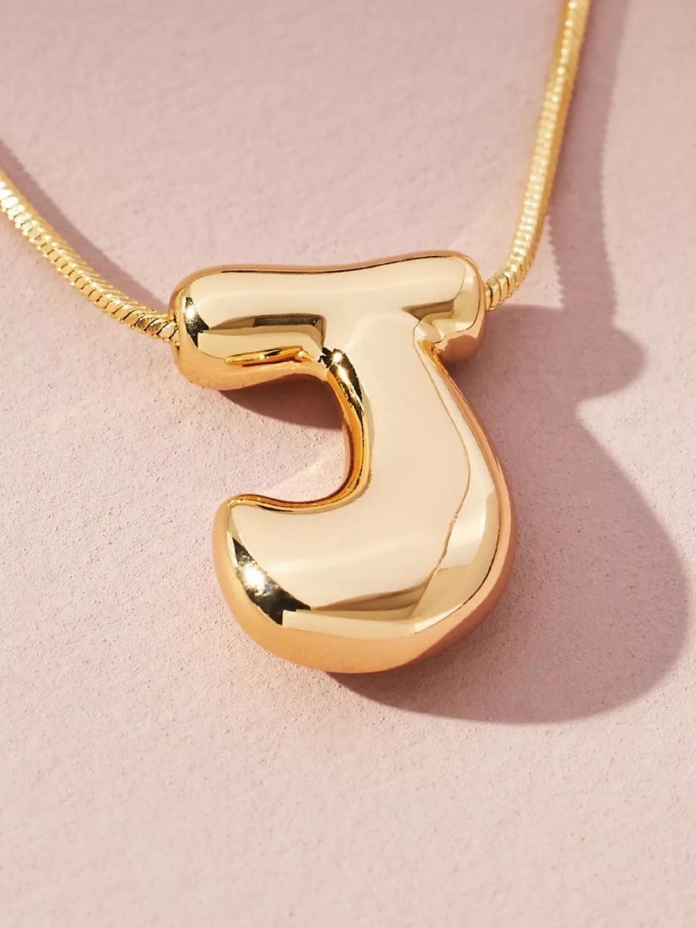 Anthropologie Gold Plated Bubble Letter Initial J Necklace NWOT Jewelry Monogram